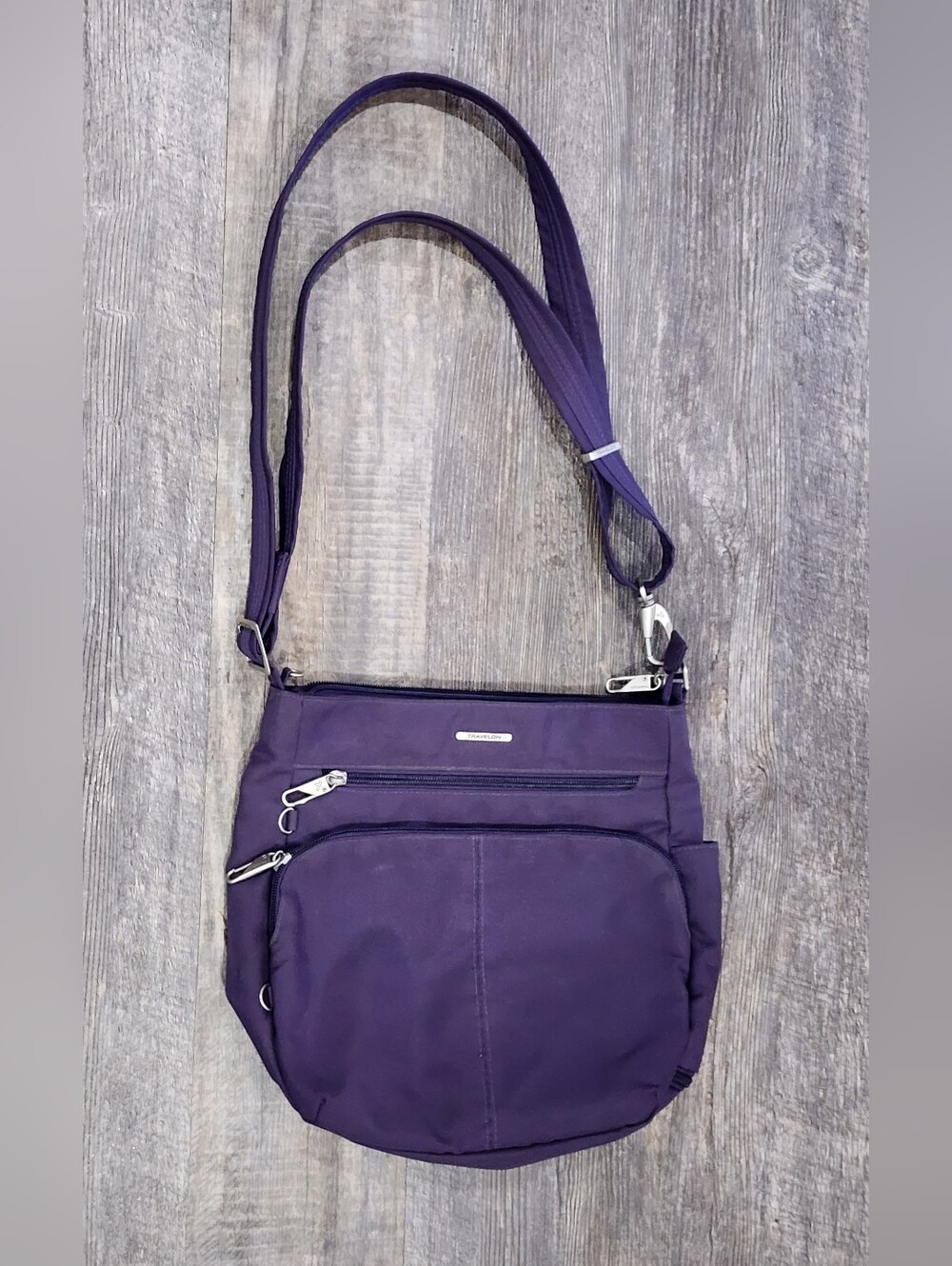 TRAVELON | Anti-Theft Classic North/South Crossbody Shoulder Bag  L| Purple - Picture 11 of 11